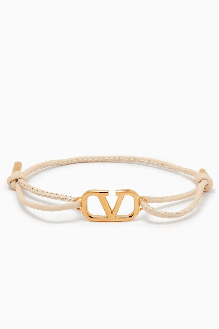 

Valentino Garavani' VLOGO Bracelet in Leather, White