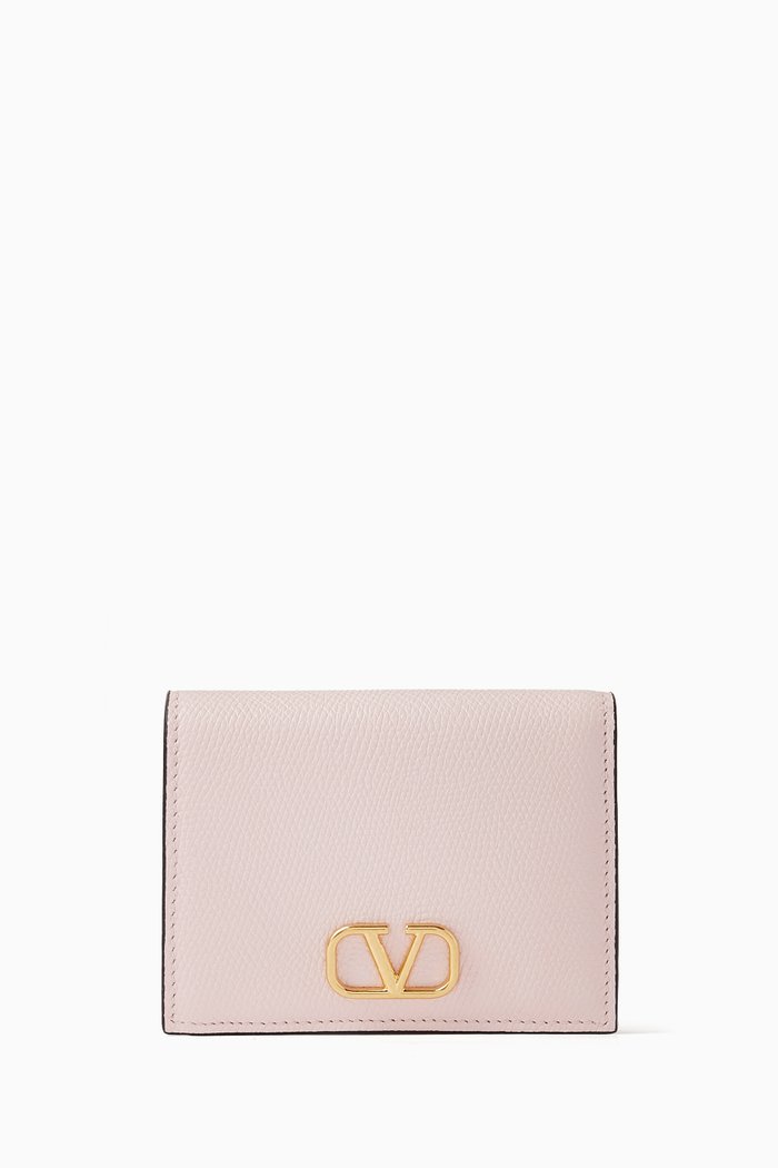 

Valentino Garavani VLOGO Signature French Wallet in Vitello Leather, Pink