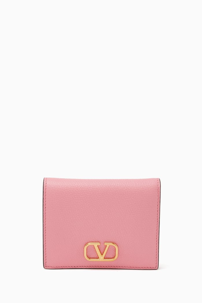 

Valentino Garavani VLOGO Signature French Wallet in Vitello Leather, Pink