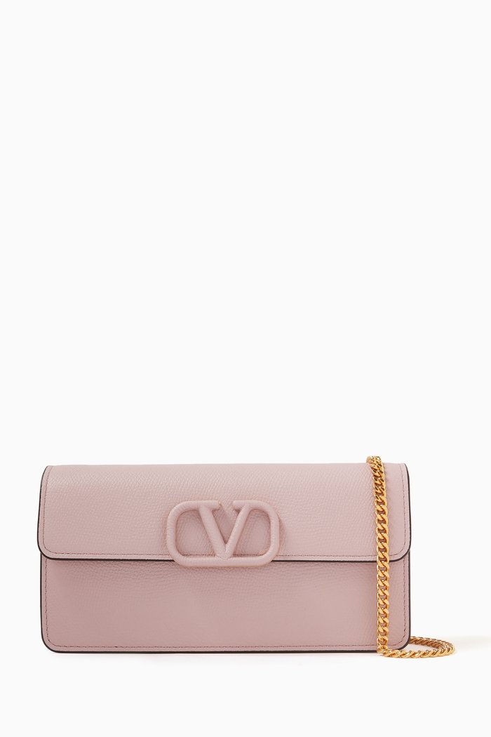 

Valentino Garavani VLOGO Chain Wallet in Leather, Purple