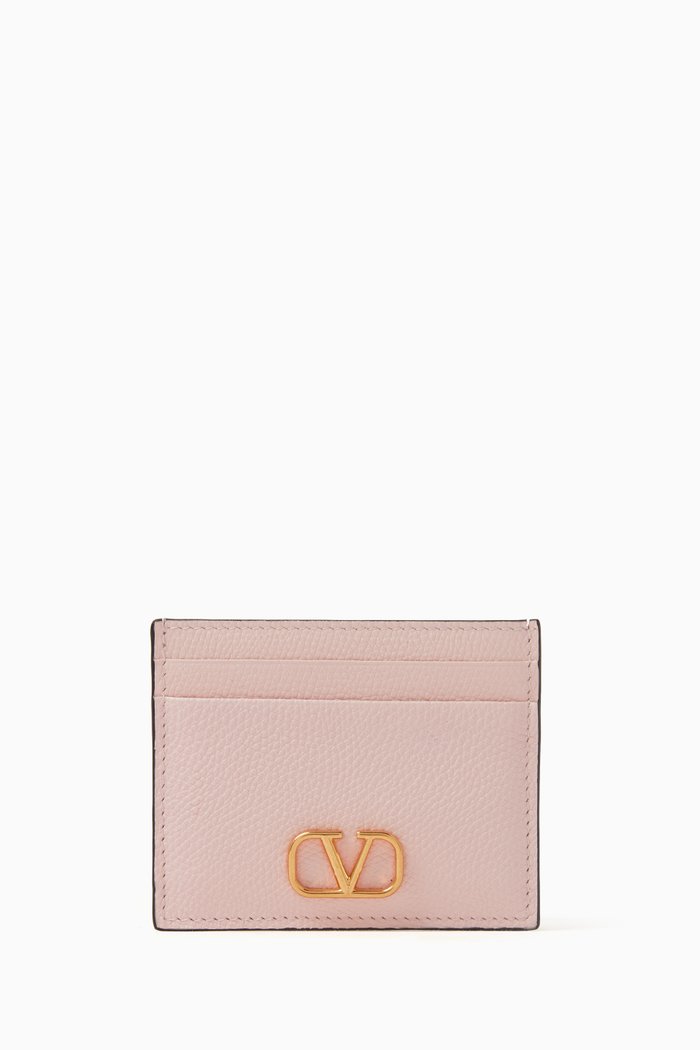 

Valentino Garavani VLOGO Cardholder in Vitello Leather, Pink