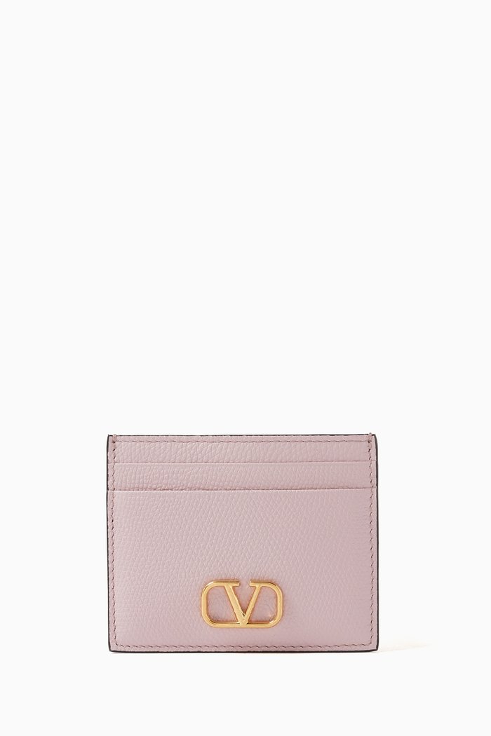 

Valentino Garavani VLOGO Cardholder in Vitello Leather, Purple