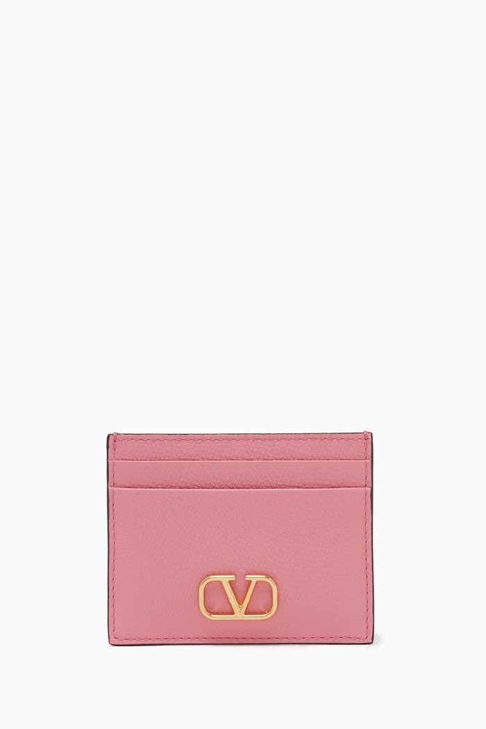 

Valentino Garavani VLOGO Cardholder in Vitello Leather, Pink