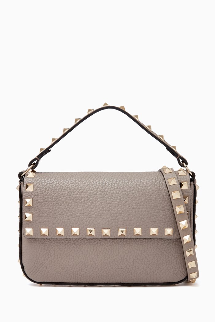 

Valentino Garavani Rockstud Pouch in Leather, Grey