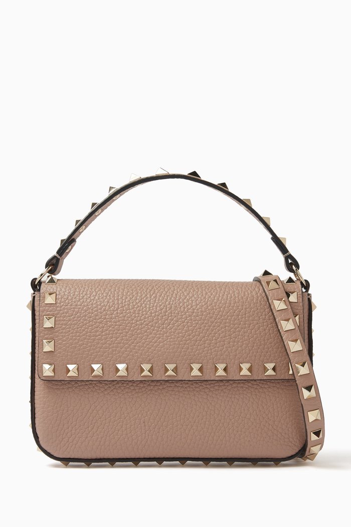 

Valentino Garavani Rockstud Pouch in Leather, Neutral