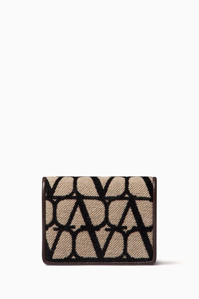 

Valentino Garavani Small Wallet in Toile Iconographe, Neutral