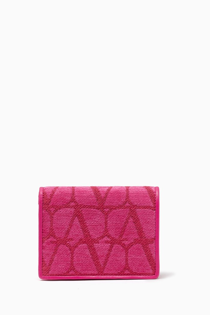 

Valentino Garavani French Wallet in Toile Iconographe, Pink