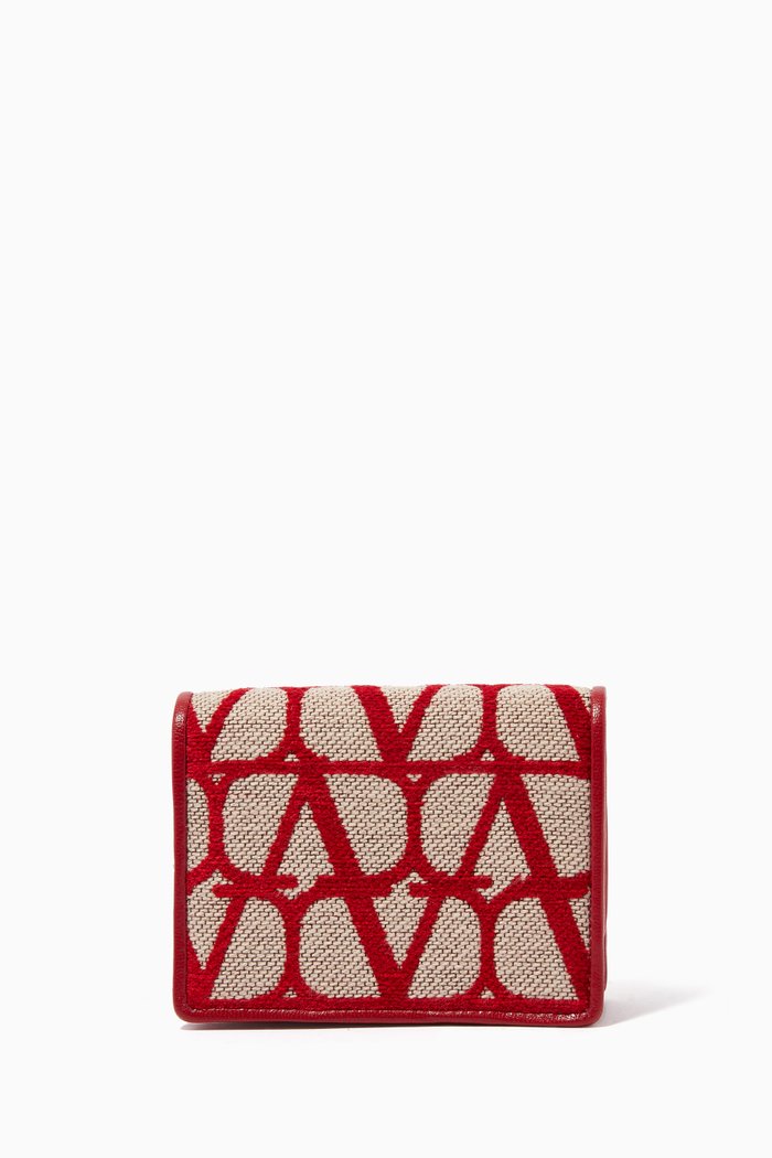

Valentino Garavani French Wallet in Toile Iconographe, Red