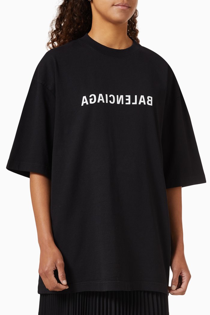 

Mirror Balenciaga T-shirt in Cotton Jersey, Black