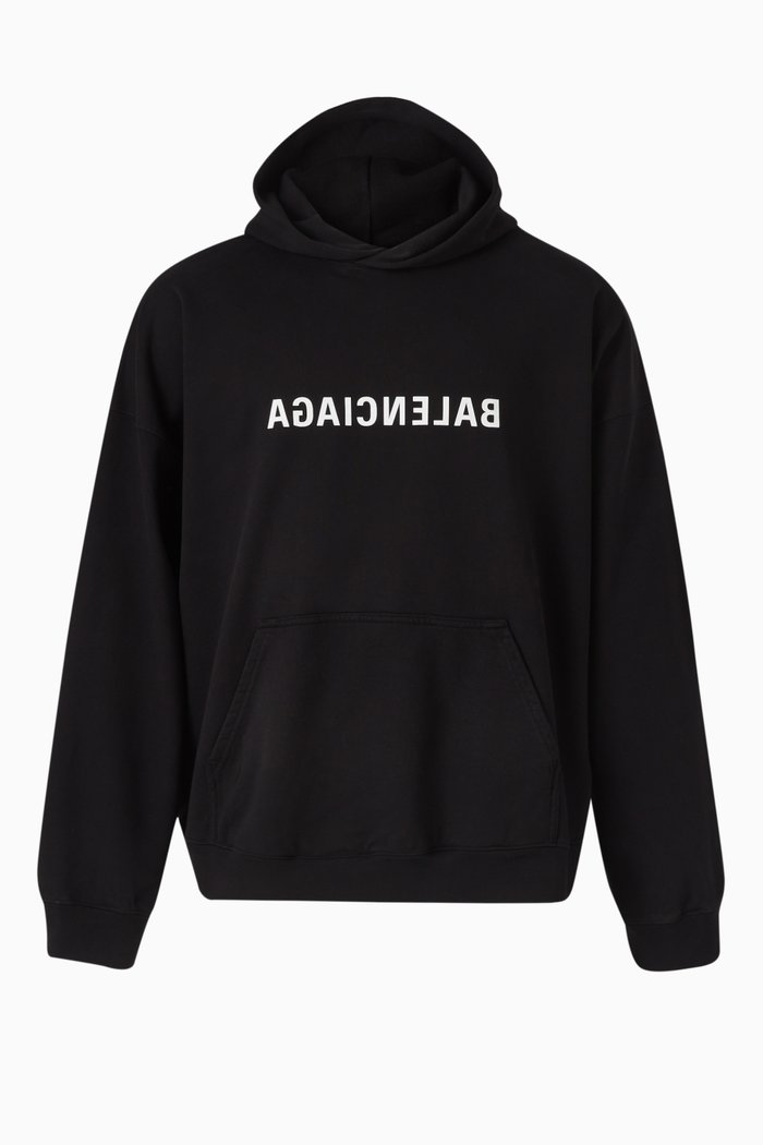 

Mirror Balenciaga Oversized Hoodie in Cotton Terry, Black