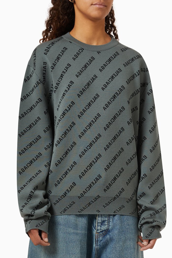 

Mirror Allover Logo Sweater in Knit, Grey