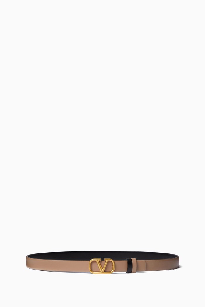 

Valentino Garavani VLOGO Reversible Belt in Glossy Leather, 20mm, Black