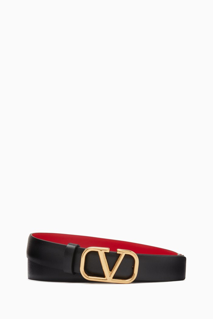 

Valentino Garavani VLOGO Reversible Belt in Glossy Leather, 20mm, Red