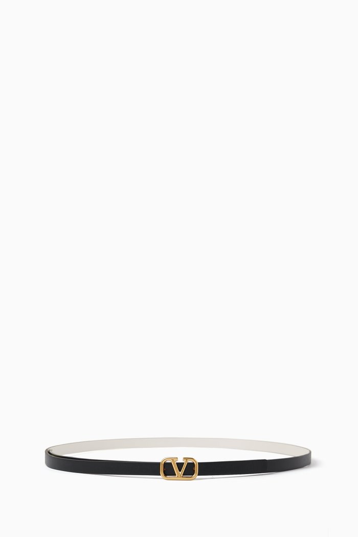 

Valentino Garavani VLOGO Reversible Belt in Calfskin Leather, Black