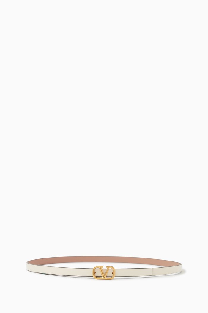 

Valentino Garavani VLOGO Reversible Belt in Calfskin Leather, Neutral
