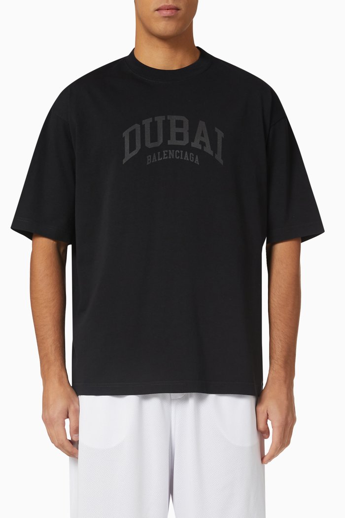 Dubai Medium Fit T-shirt in Cotton Jersey, Black