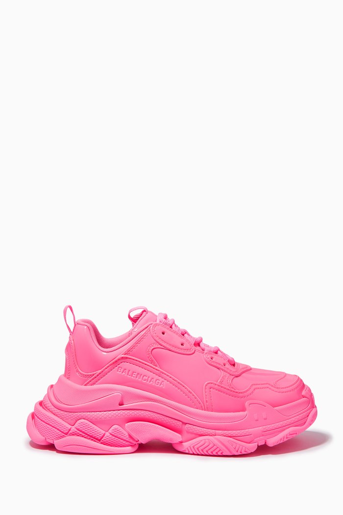 Triple S Sneakers in Faux Leather, Pink