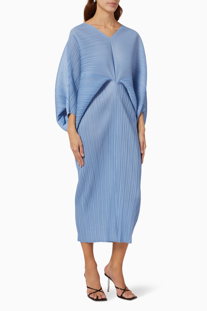 

Aika Midi Dress in Plissé, Blue