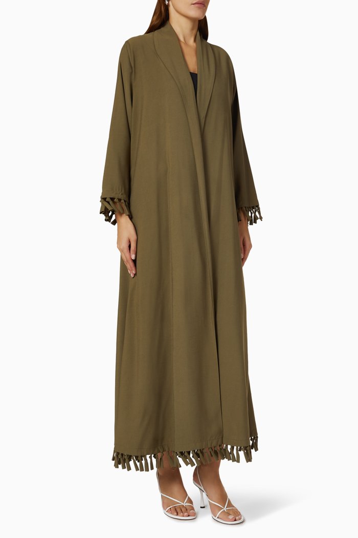 

Shawl Collar Tassel Abaya, Green