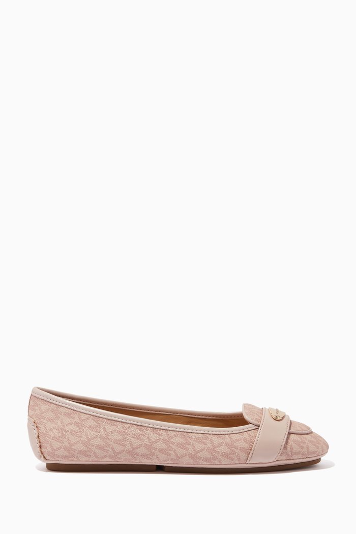 

MK Plate Moc Ballet Flats in Signature Logo Canvas, Pink