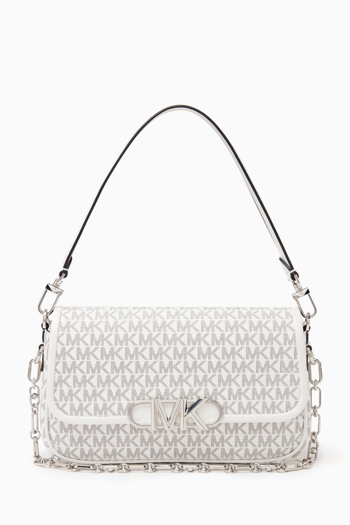

Medium Parker Pouchette Bag in Logo Canvas, White