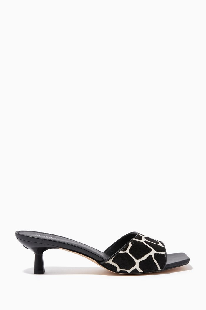 

Amal Kitten Heel Sandals in Calfhair Leather, Black
