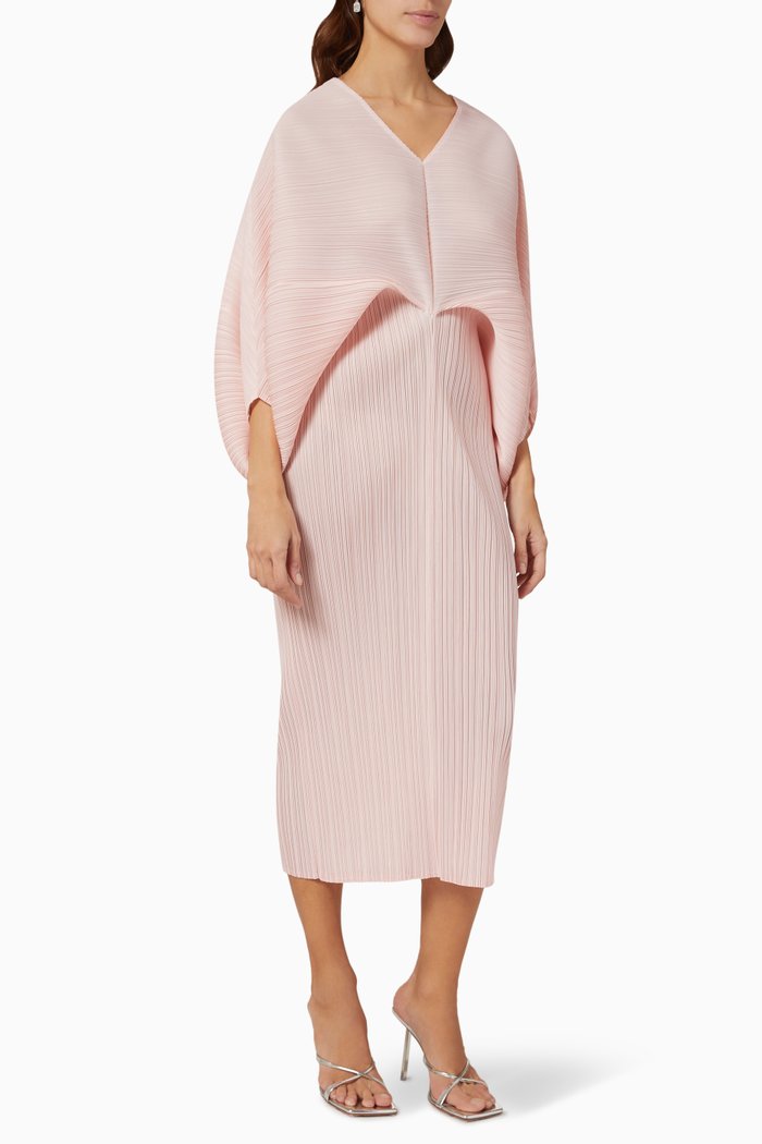 

Aika Midi Dress in Plissé, Pink
