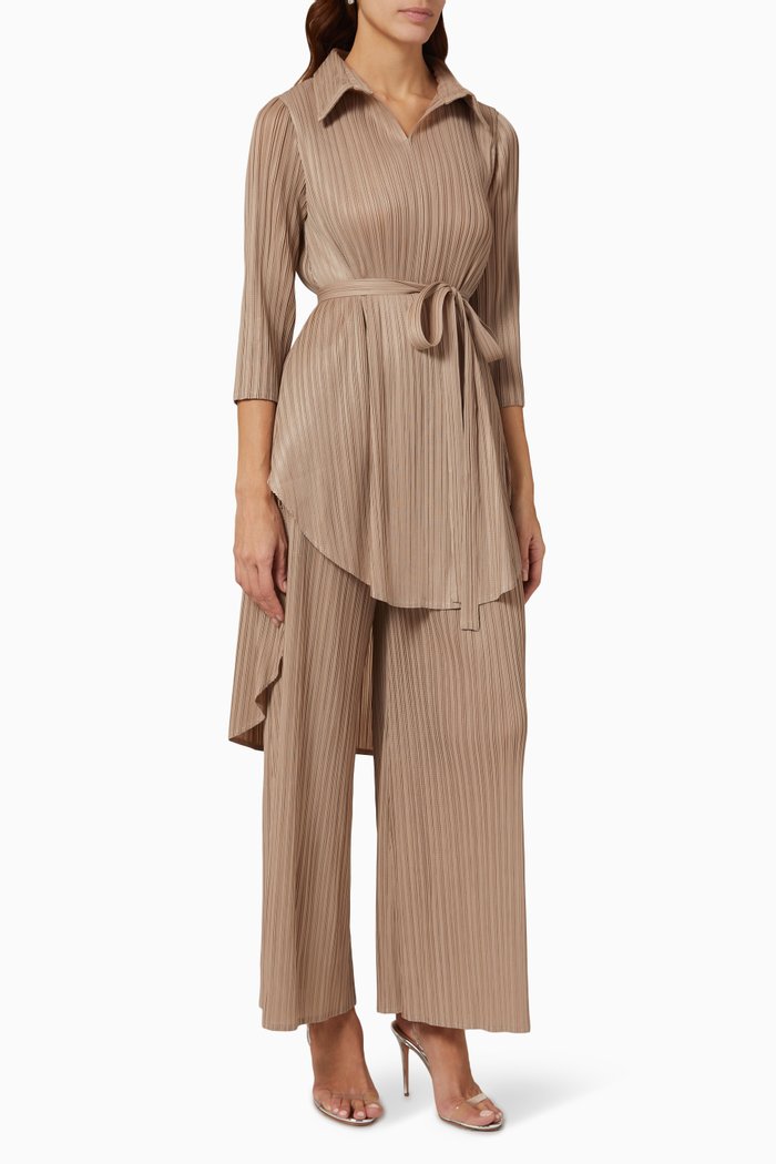 

Cathy Belted Co-ord Set in Plissé, Neutral