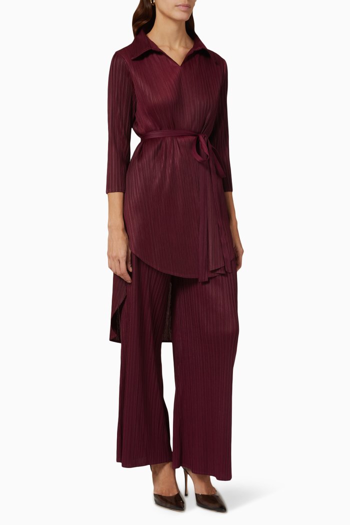 

Cathy Belted Co-ord Set in Plissé, Red