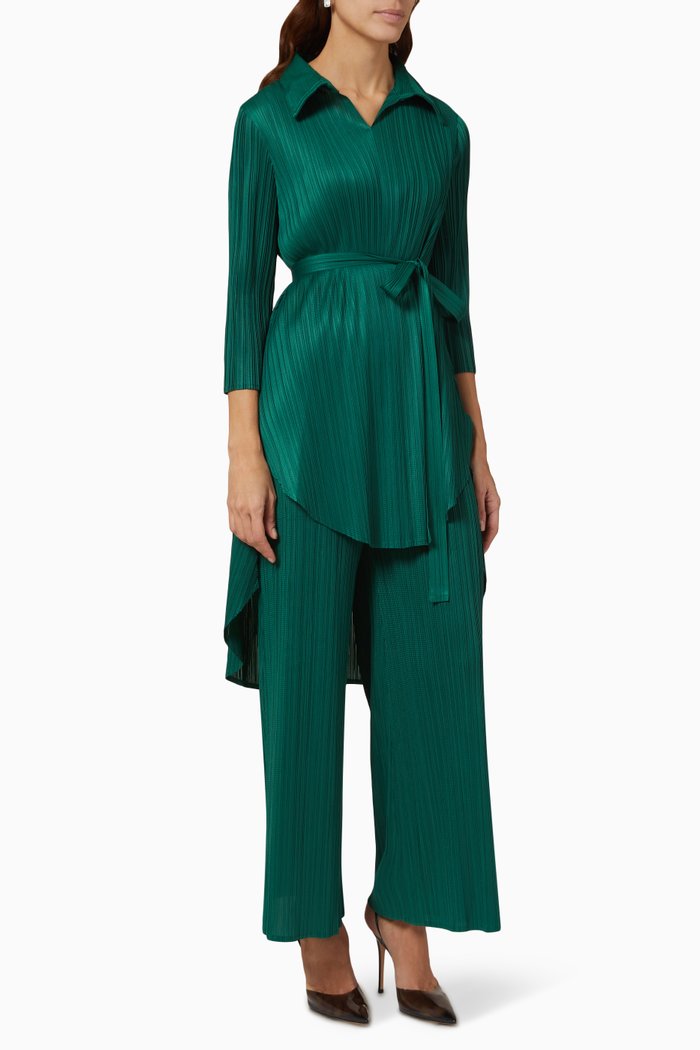 

Cathy Belted Co-ord Set in Plissé, Green