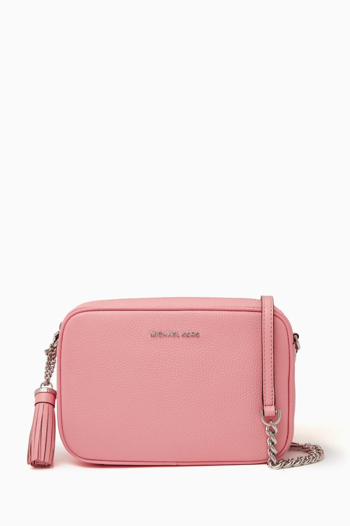 

Ginny Crossbody Bag in Leather, Pink
