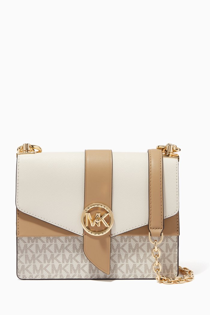 

Greenwich Crossbody Bag in Saffiano Leather & Monogram Canvas, Multicolour