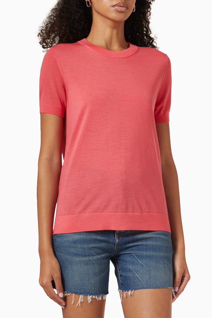 

Logo T-shirt in Wool-knit, Pink