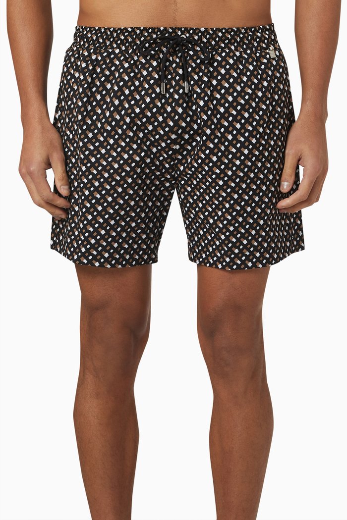 

Monogram Swim Shorts in Recycled Nylon, Black