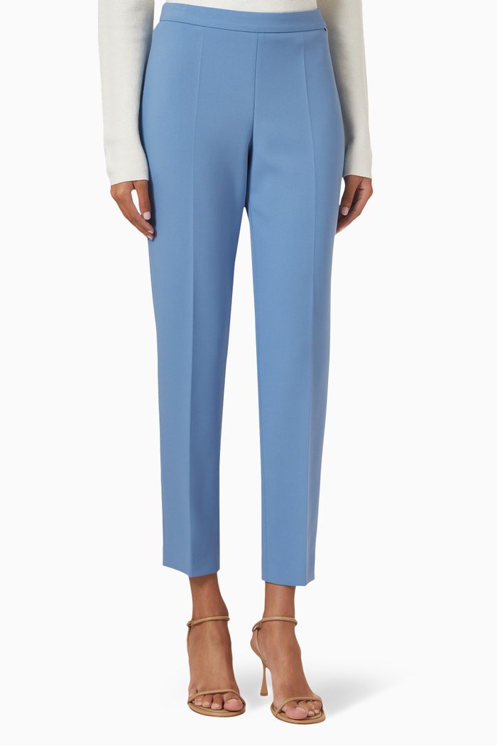 

Cropped Slim-leg Pants in Recycled Fabric, Blue
