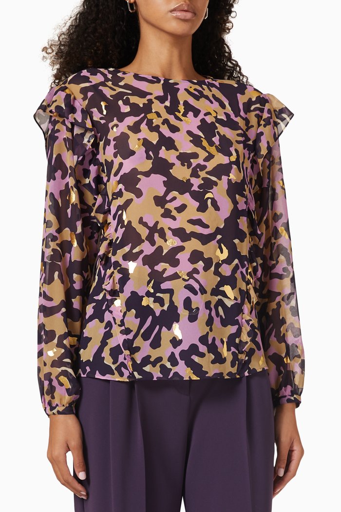 Pattern Printed Top in Recycled Fabric, Multicolour