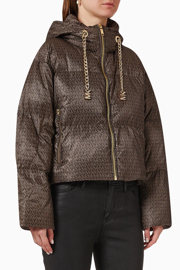 

Logo Puffer Jacket in Recycled Polyester, Brown