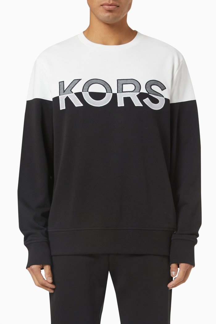 

Colour=block Sweater in Fleece, Black