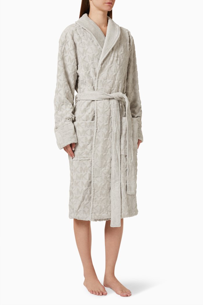 

Logo Bathrobe in Cotton Terry, Silver