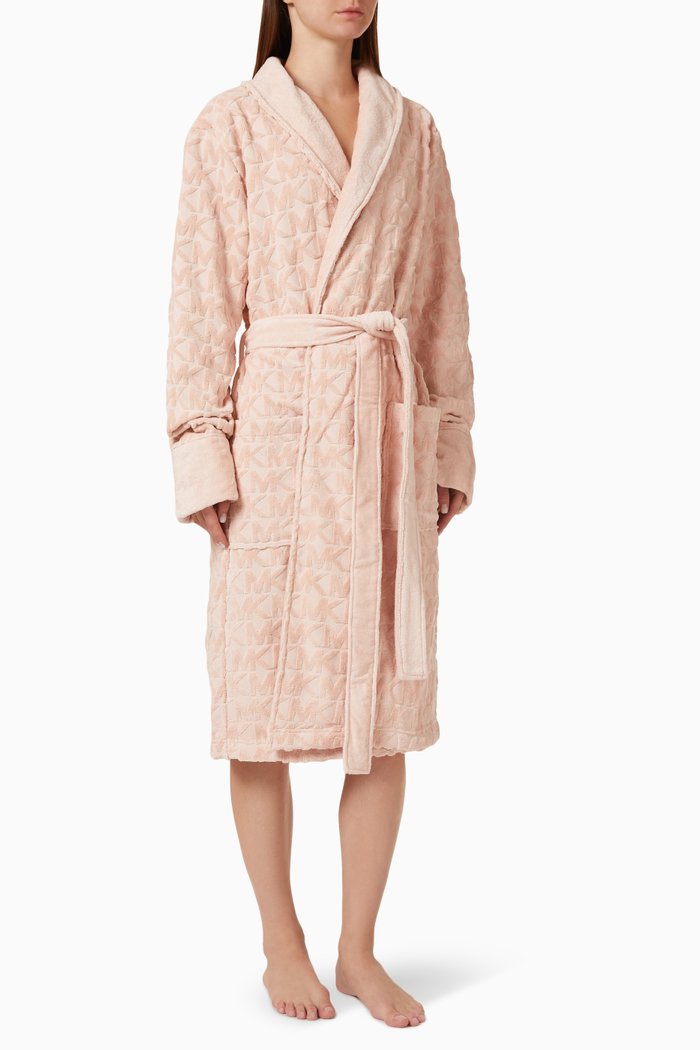 

Logo Bathrobe in Cotton Terry, Pink