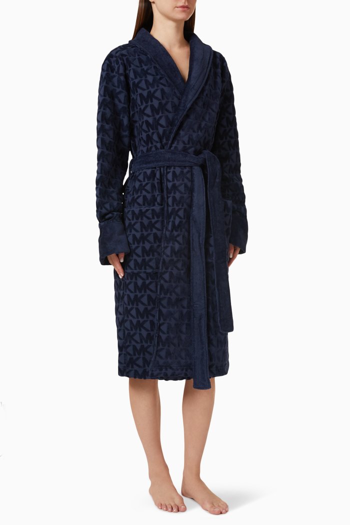 

Logo Bathrobe in Cotton Terry, Blue