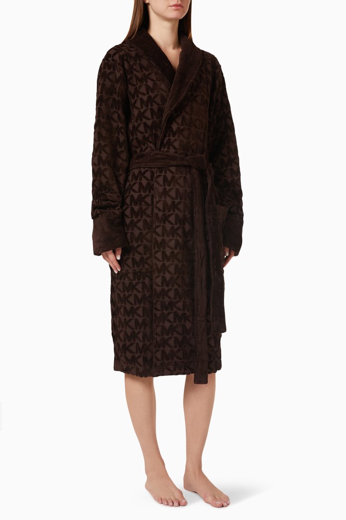 

Logo Bathrobe in Cotton Terry, Brown