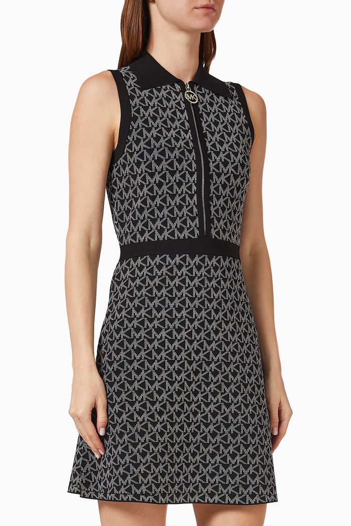 

Logo Mini Dress in Jacquard, Black