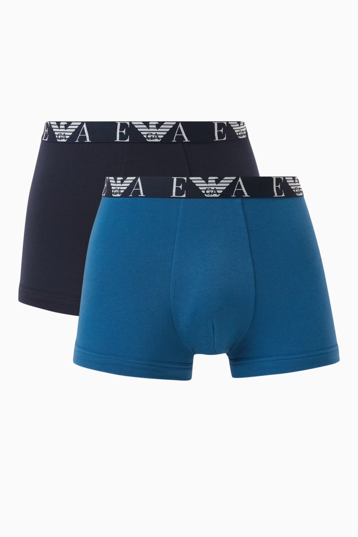 

Logo Trunks in Cotton Stretch, Set of 2, Blue