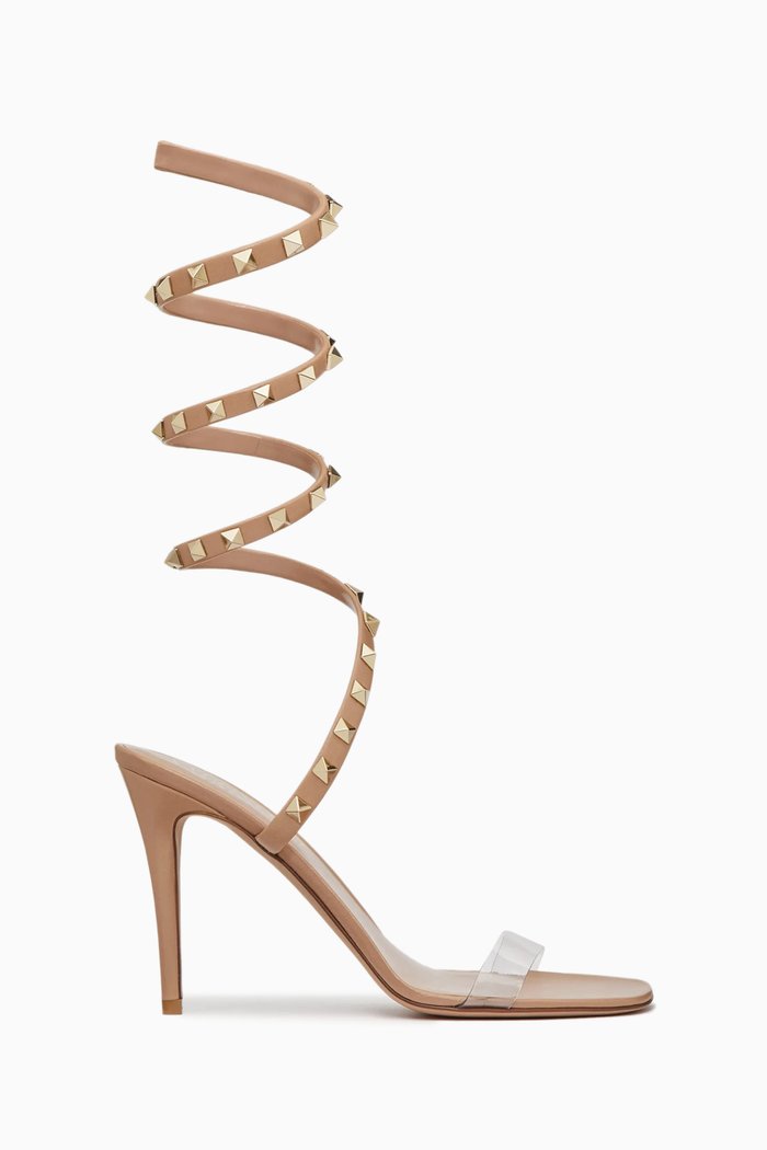 

Valentino Garavani Rockstud 100 Sandals in Leather, Pink