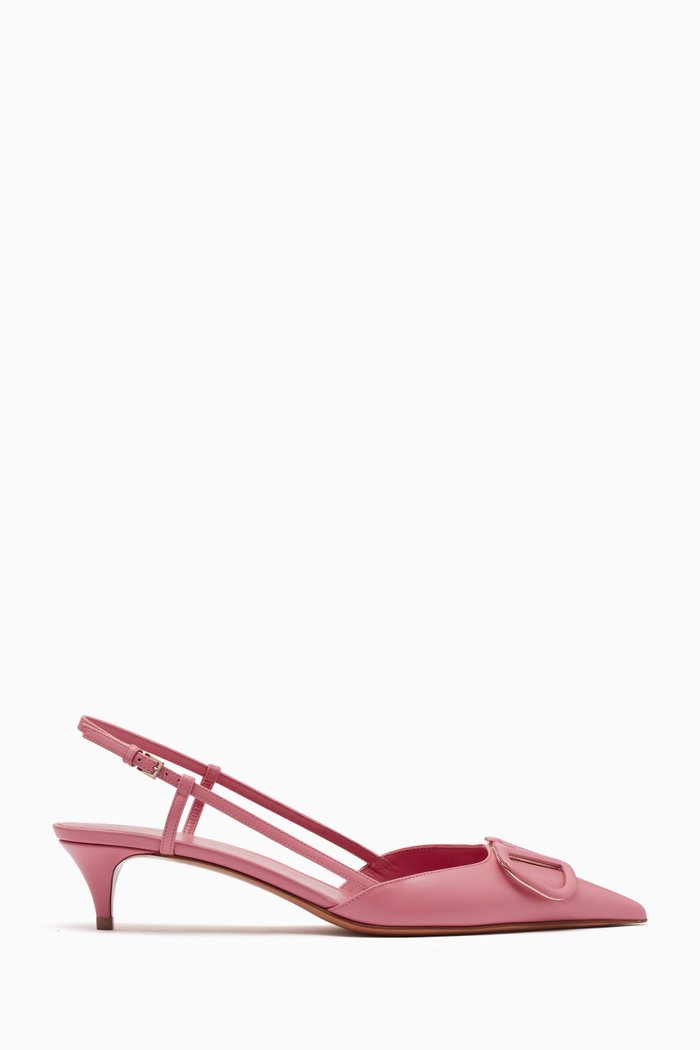 Valentino Garavani VLOGO Slingback 40 Pumps in Smooth Leather, Pink
