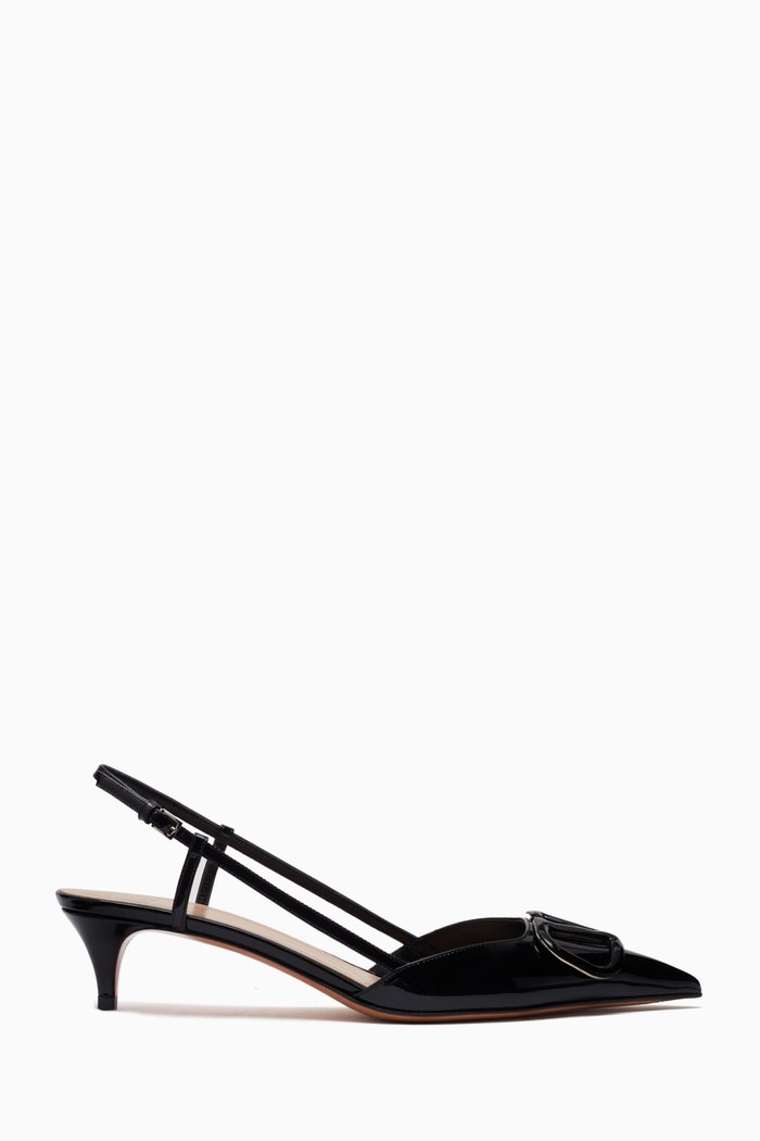 

Valentino Garavani VLOGO Slingback 40 Pumps in Patent Leather, Black