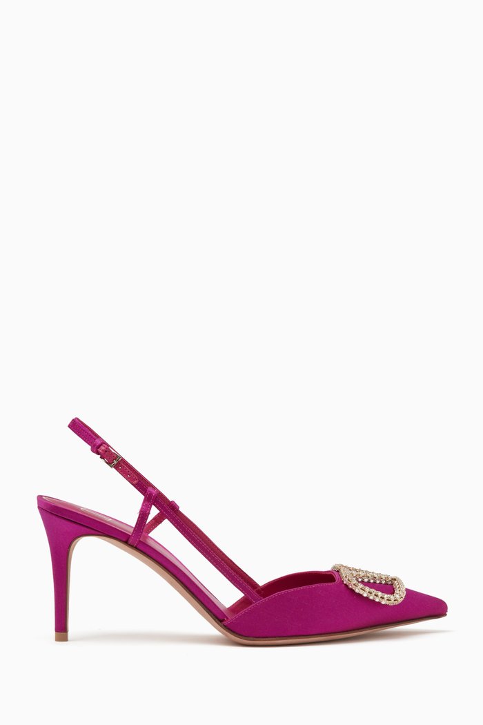 

Valentino Garavani VLogo 80 Slingback Pumps in Satin, Pink
