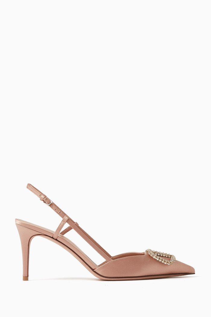 

Valentino Garavani VLogo 80 Slingback Pumps in Satin, Pink