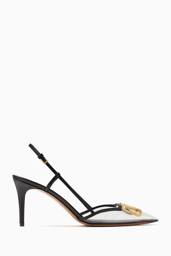 

Valentino Garavani Vlogo Slingback 80 Pumps in Plexi, Black